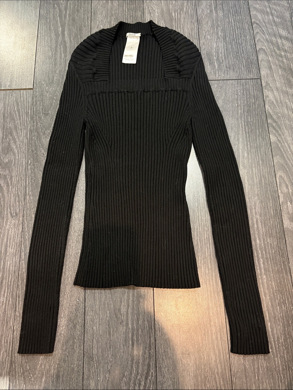 Wolford Black Ribbed Long-Sleeve Women's Sweater - Medium